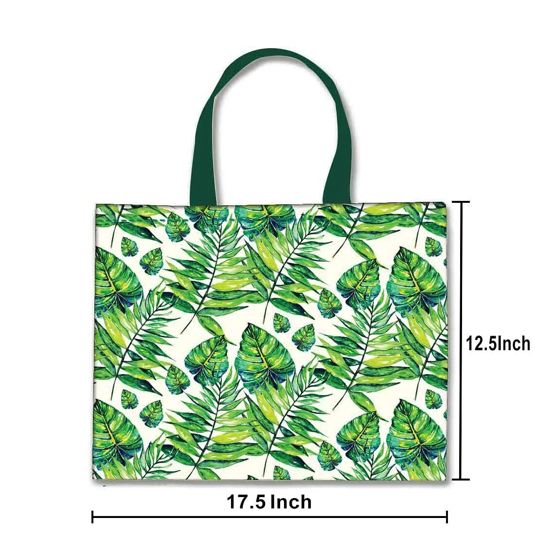 Designer Tote Bag With Zip Beach Gym Travel Bags -  Green Tropical Leaf