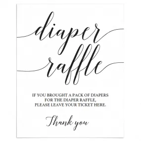 Diaper Raffle Sign for Baby Shower Editable Template