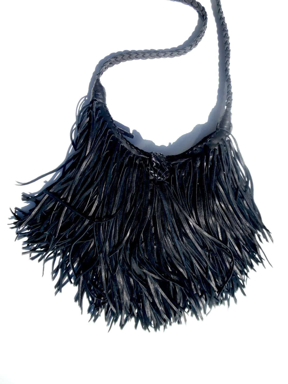 El Fleco Crossbody Fringe Bag Black