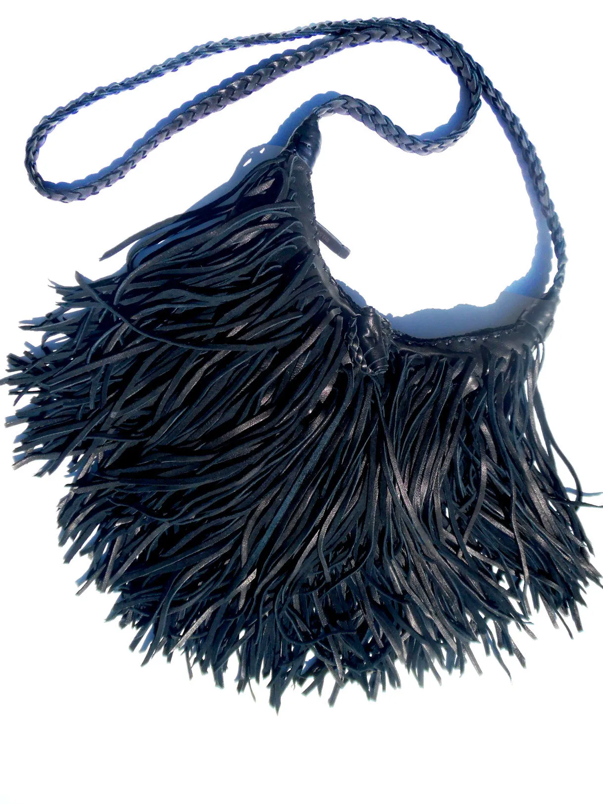 El Fleco Crossbody Fringe Bag Black