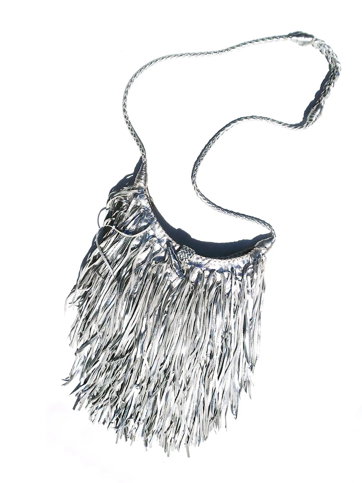 El Fleco Crossbody Fringe Bag Silver