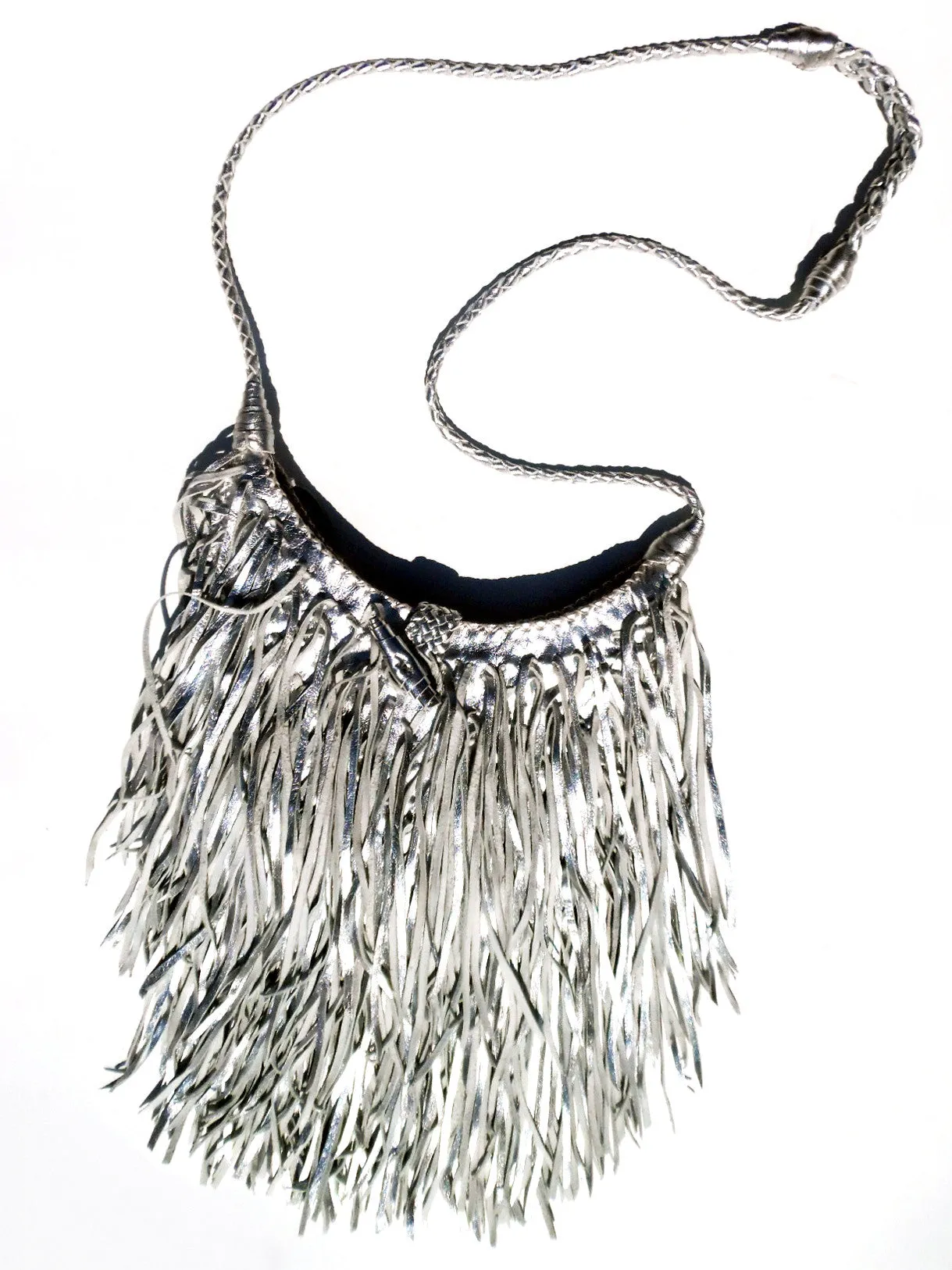 El Fleco Crossbody Fringe Bag Silver