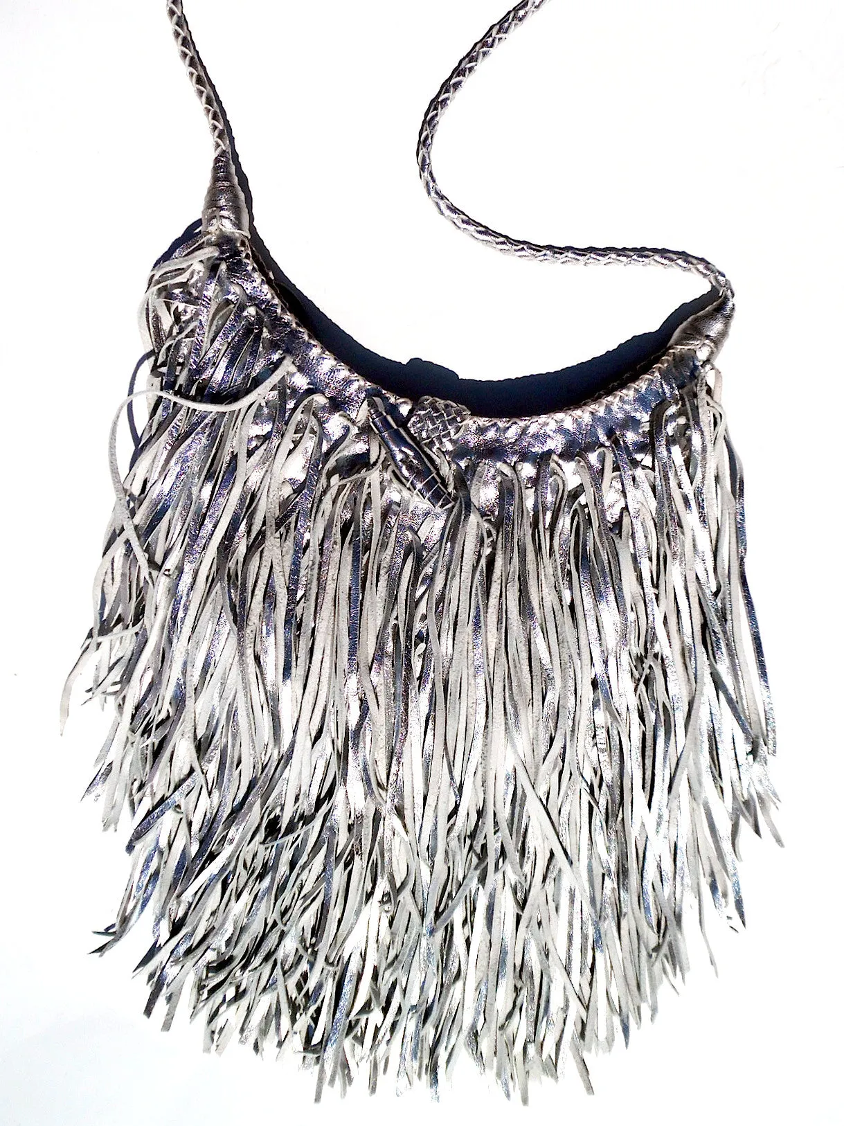 El Fleco Crossbody Fringe Bag Silver