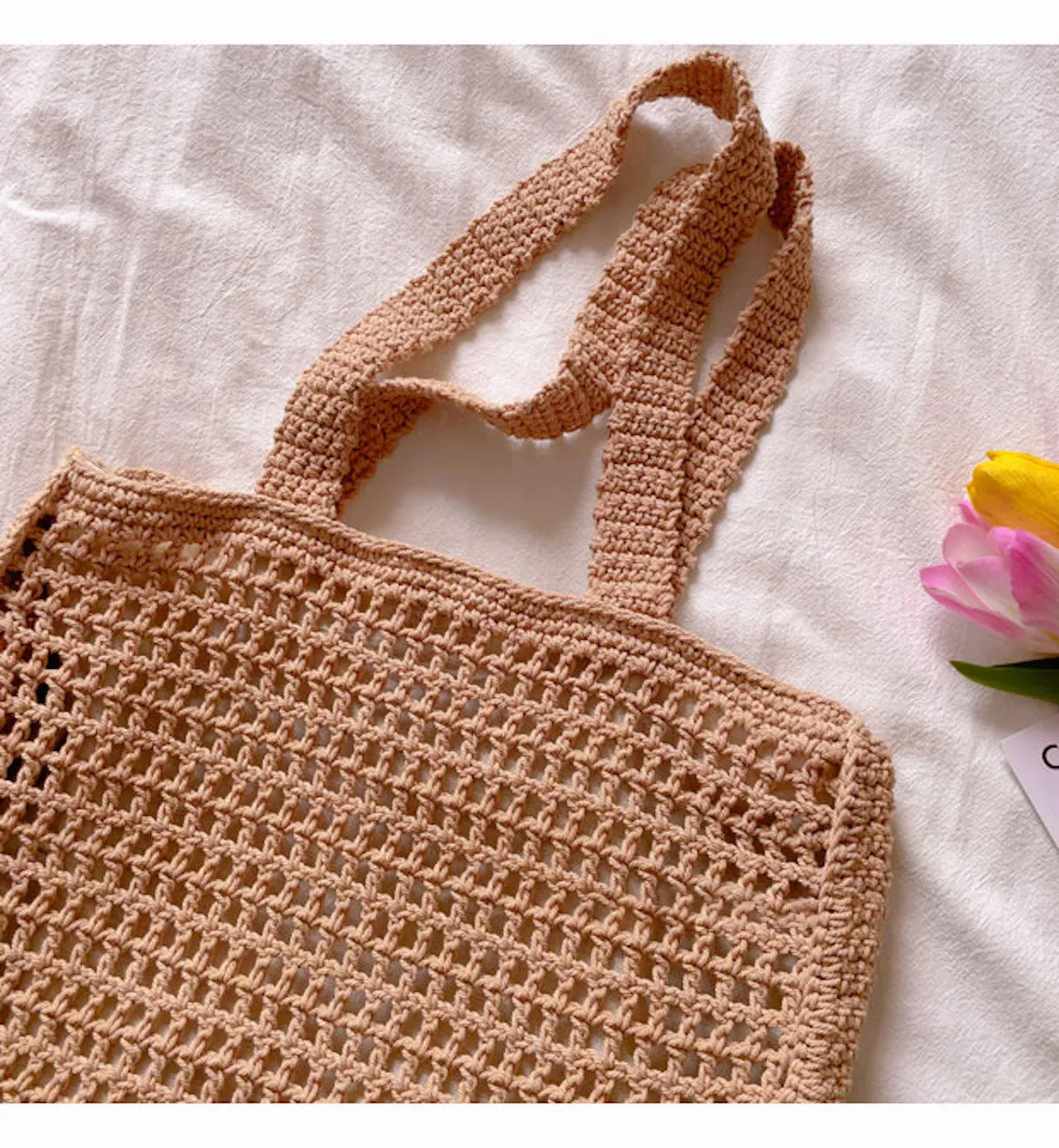 Elena Handbags Handmade Crochet Large Fishnet Tote