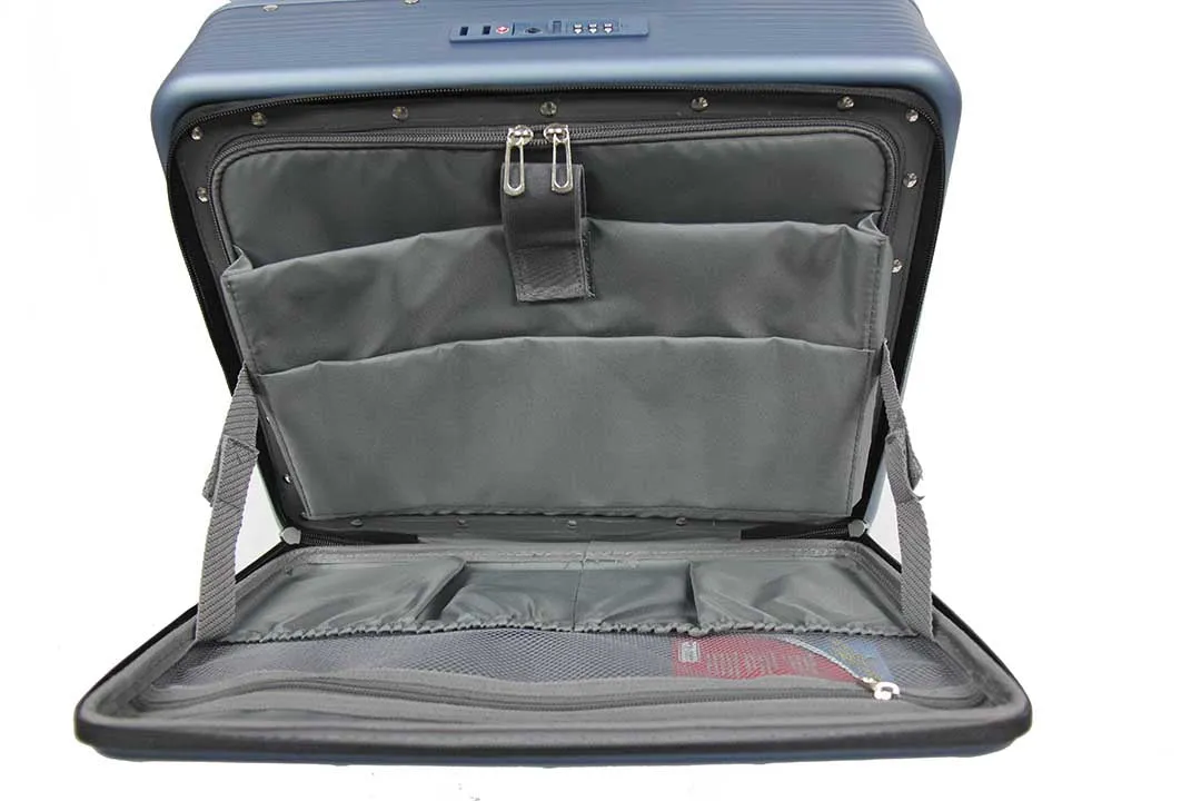 Executive Cabin Size Polycarbonate Laptop Trolley Case with 8 Spinner Wheels TSA Lock