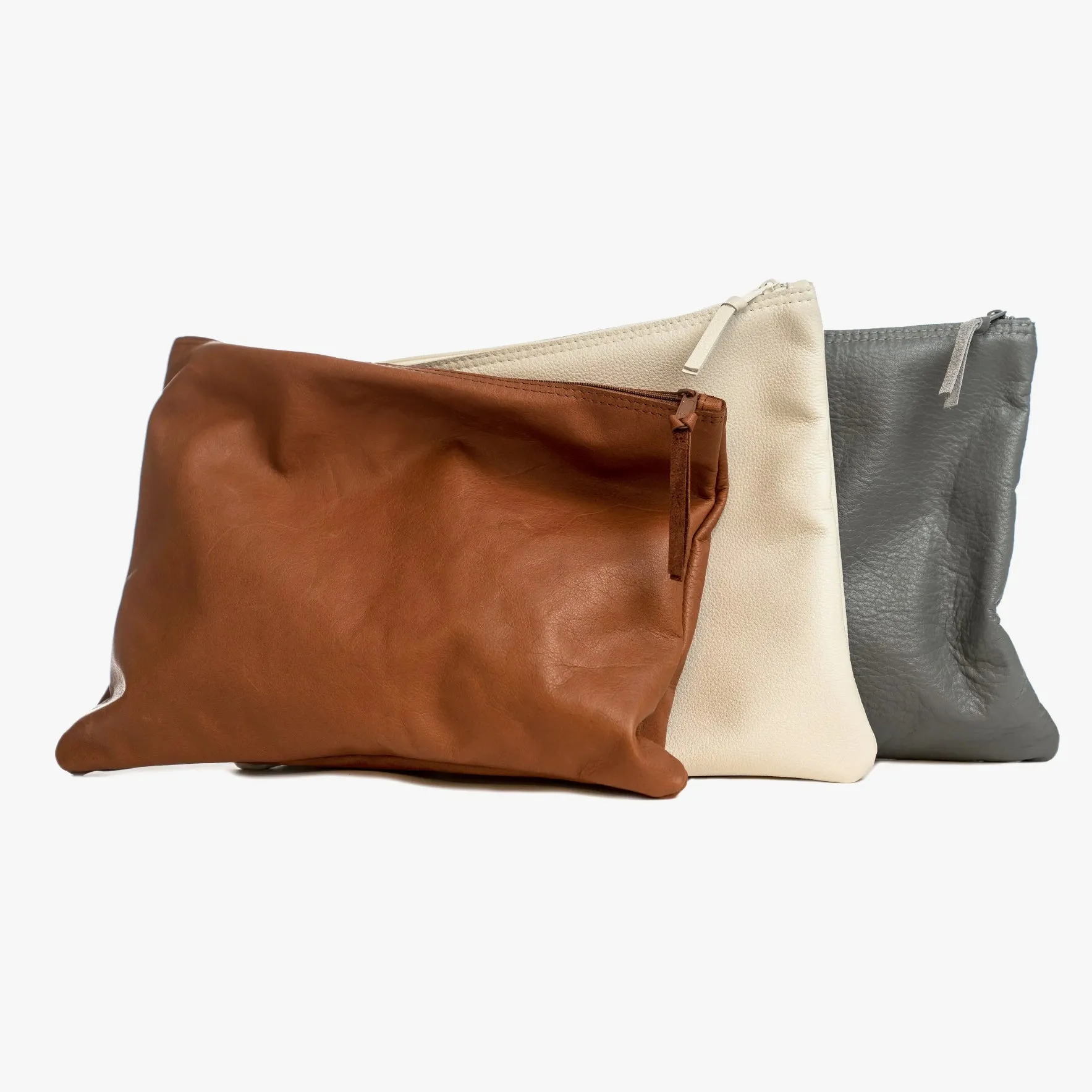 Extra Large Leather Fold Over Clutch in Bourbon by Vicki Jean