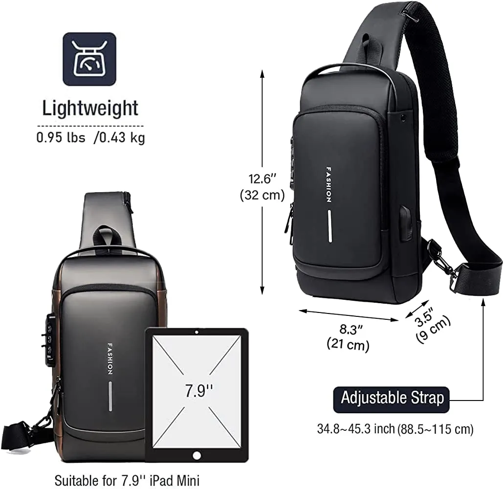 Fashion Travel Anti-Theft Shoulder Sling Crossbody Bag with USB Port