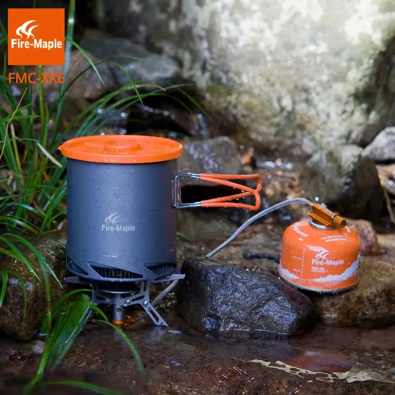 Fire Maple FMC-XK6  Heat Exchanger Pot 1L Foldable Cooking Pots with Mesh Bag Outdoor Camping Cookware