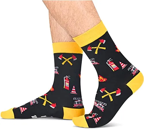 Fireman Gifts, Unisex Dumpster Fire Socks, Firefighter Gifts, Fire Chief Gifts, Ideal Fire Department Gifts for Firefighters, Women Men Fireman Socks