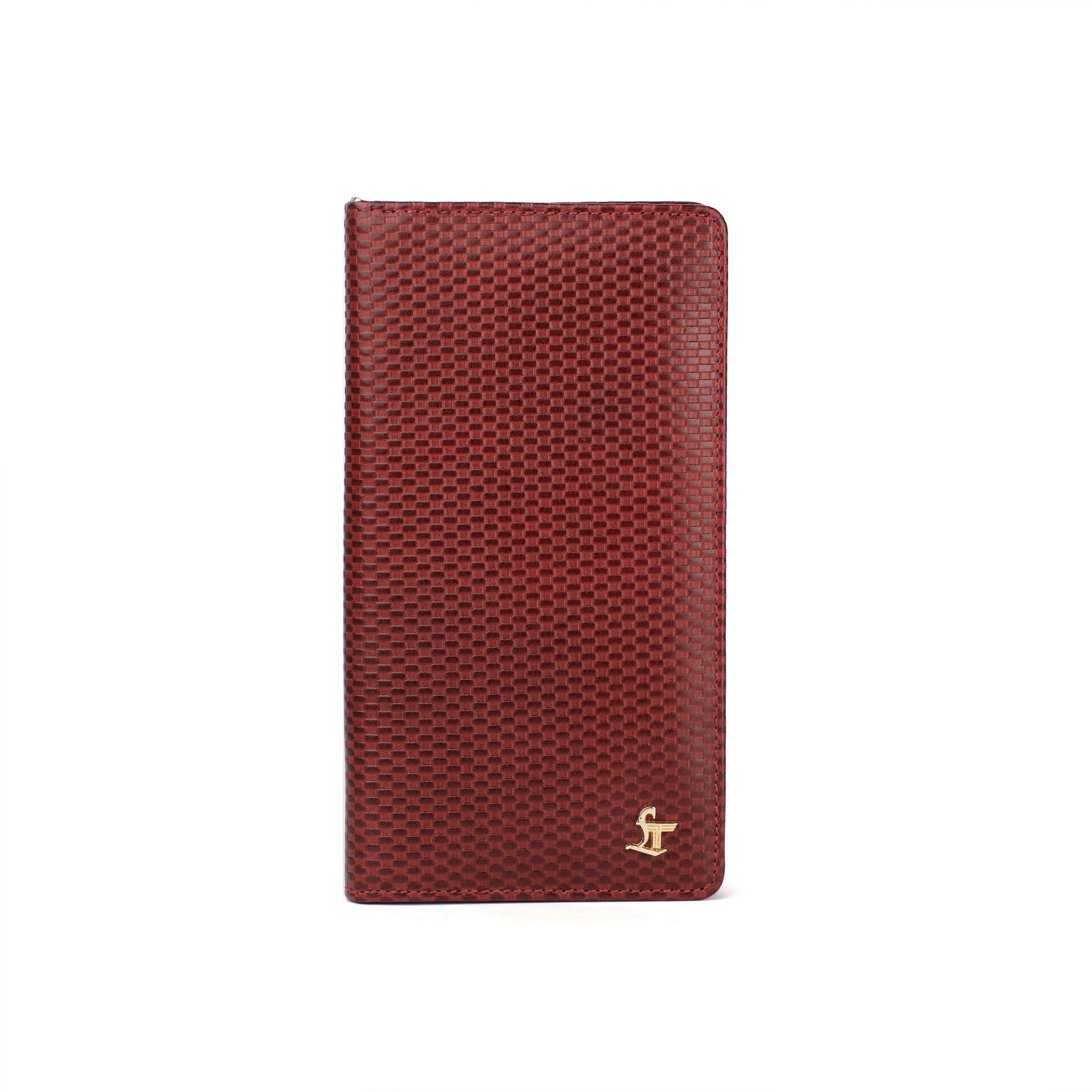 Full Zip Passport Travel Wallet For Women | 100% Genuine Leather | Color: Brown & Cherry