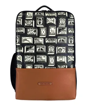 Funk For Hire Printed Leatherette 15.6" inch Laptop Backpack with USB Charging Port - Grey and Black