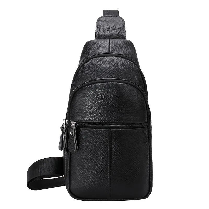 Genuine Leather Men's Shoulder Cow Leather Messenger Bag Male Chest Bag Cross body Bags Man Chest Pack Leather Sling Bags