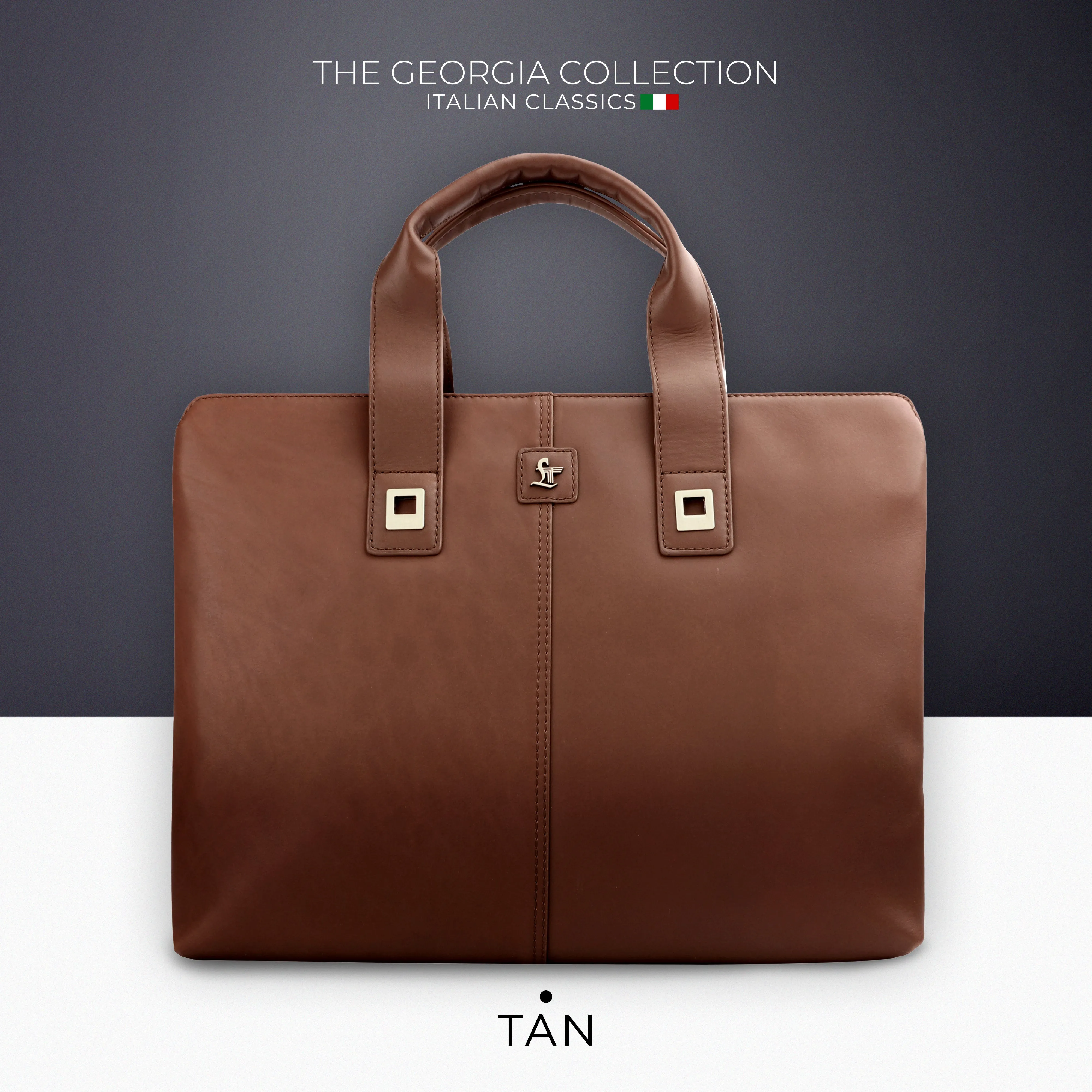 Georgia Collection | Leather Portfolio Bag | For Office Use | Colour - Beige & Tan