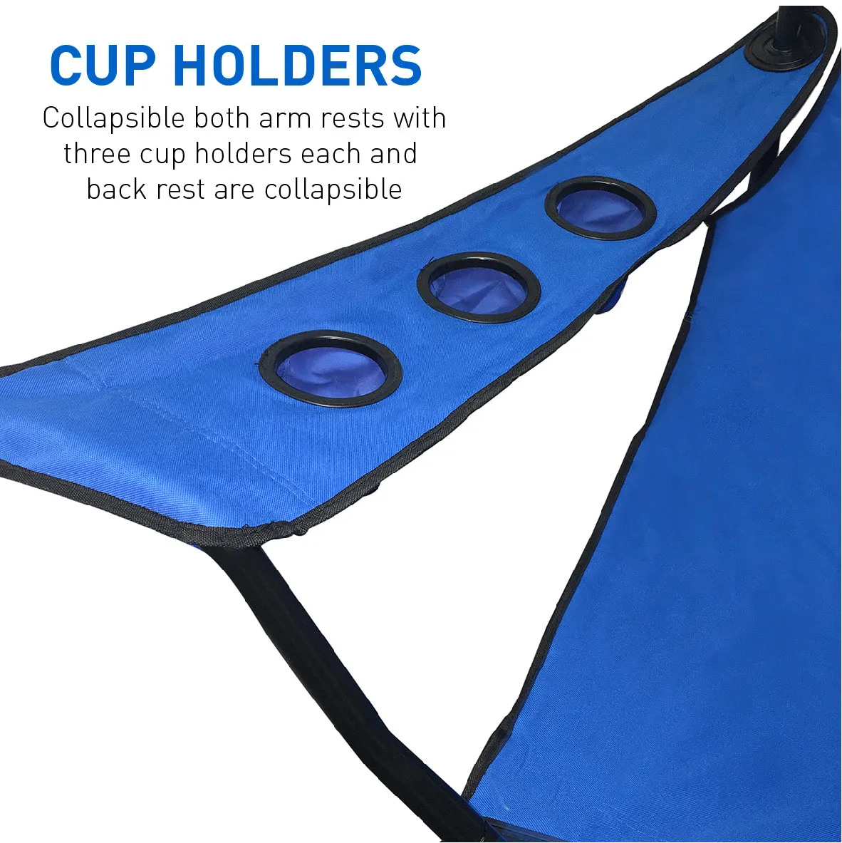 Giant Oversized Big XXXL Portable Folding Camping Beach Outdoor Chair with 6 Cup Holders! Fold Compact into Carry Bag!