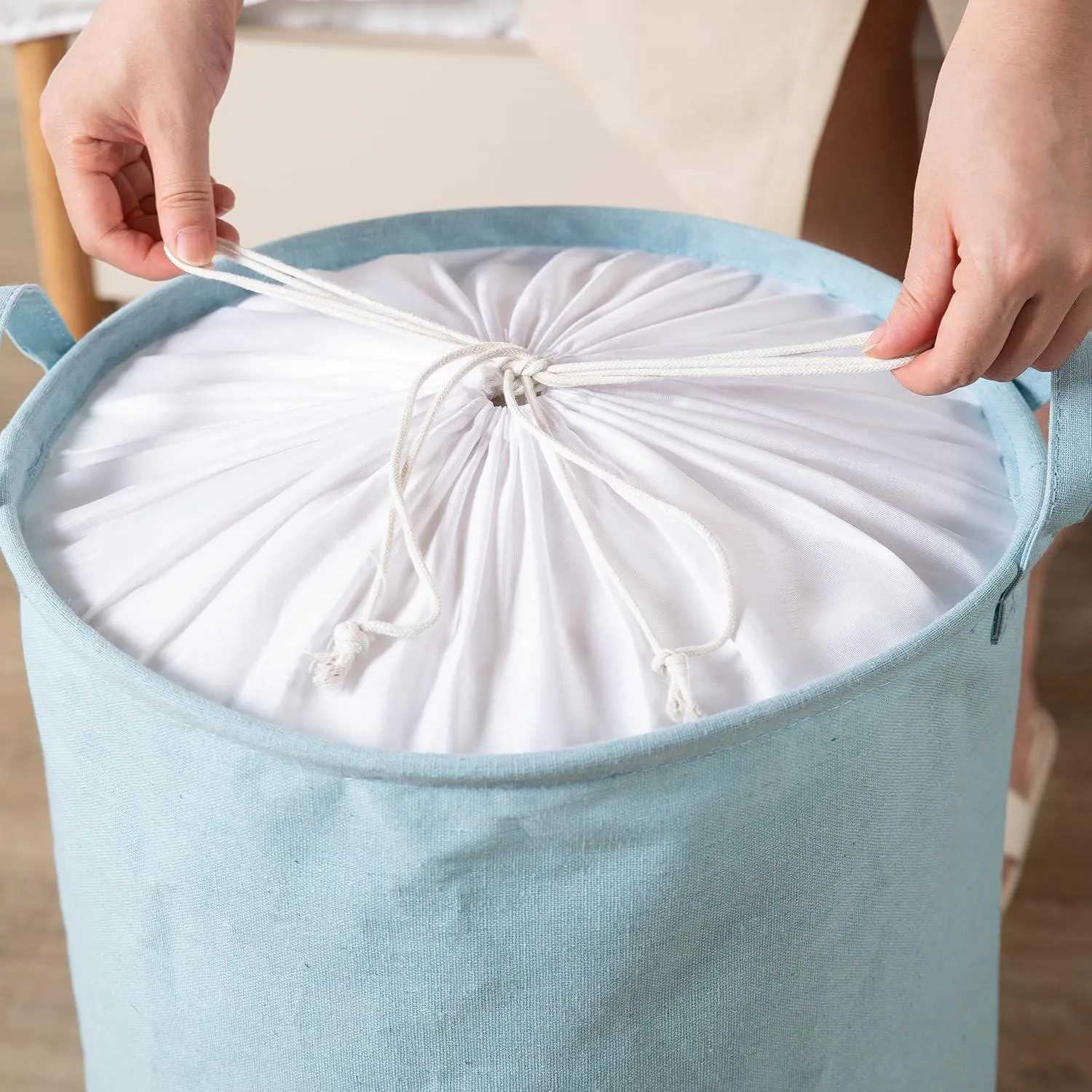 Grayish Blue Foldable Laundry Bag with Cover