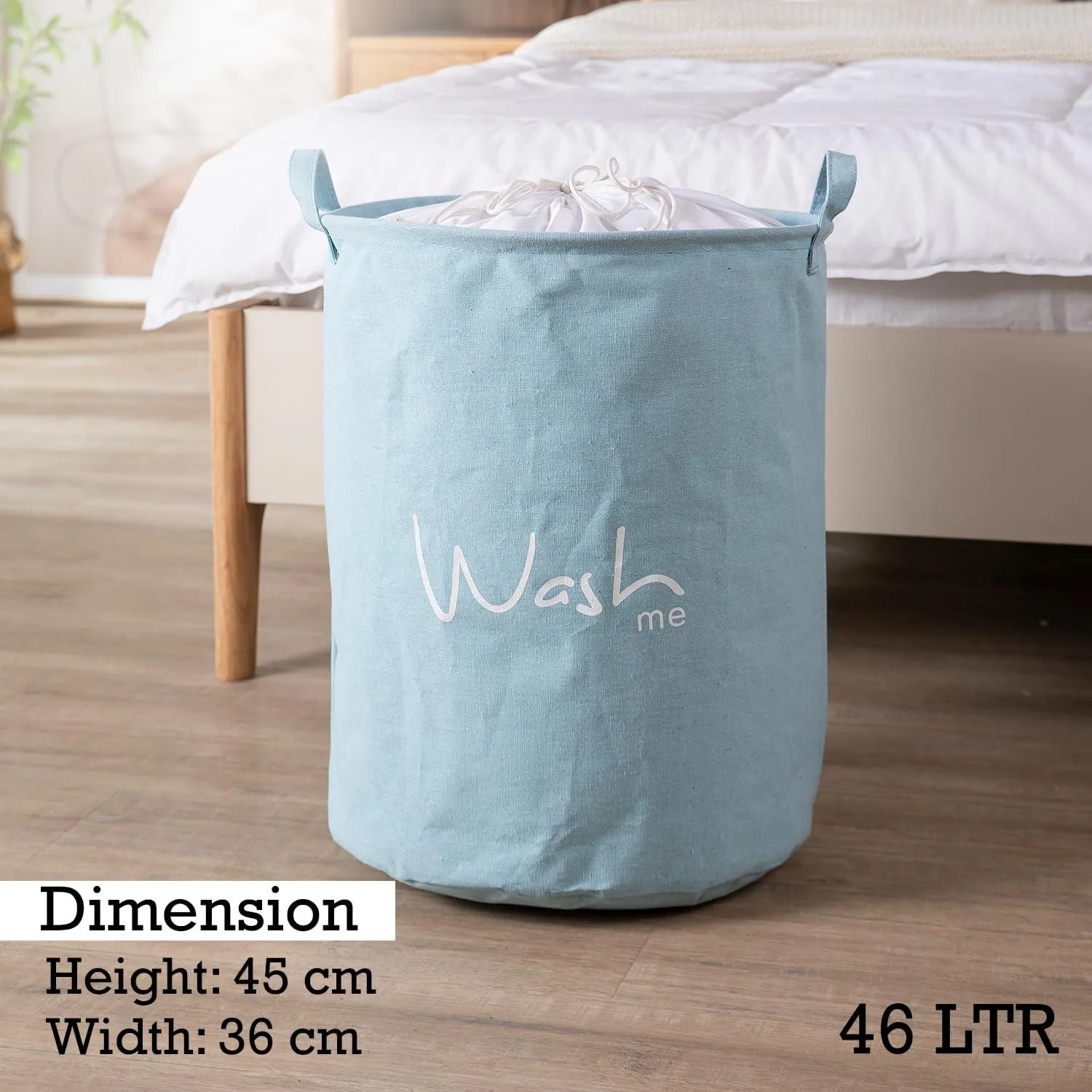 Grayish Blue Foldable Laundry Bag with Cover