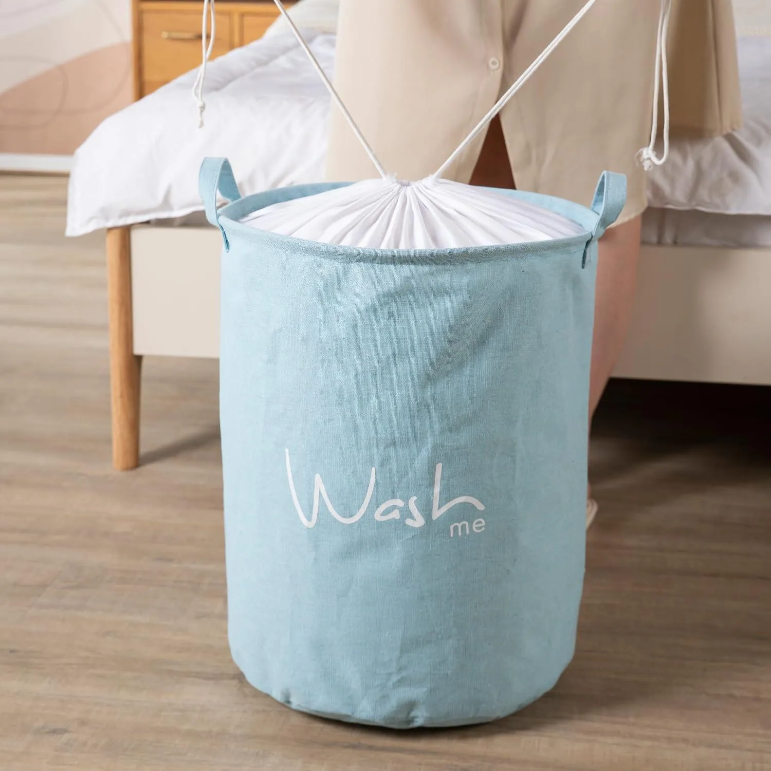 Grayish Blue Foldable Laundry Bag with Cover