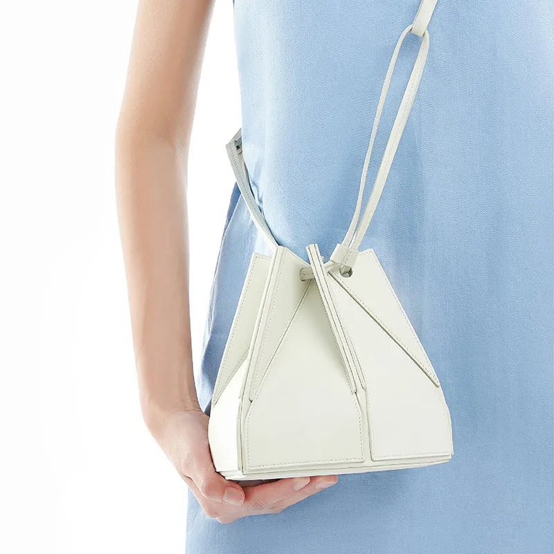 Hex Bucket Crossbody Bag - White