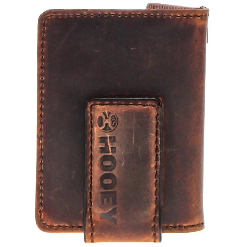 Hooey "War Paint" Brown/Tan Hand Tooled Aztec Feather Filigree Bifold Money Clip - HFW030-BRTN