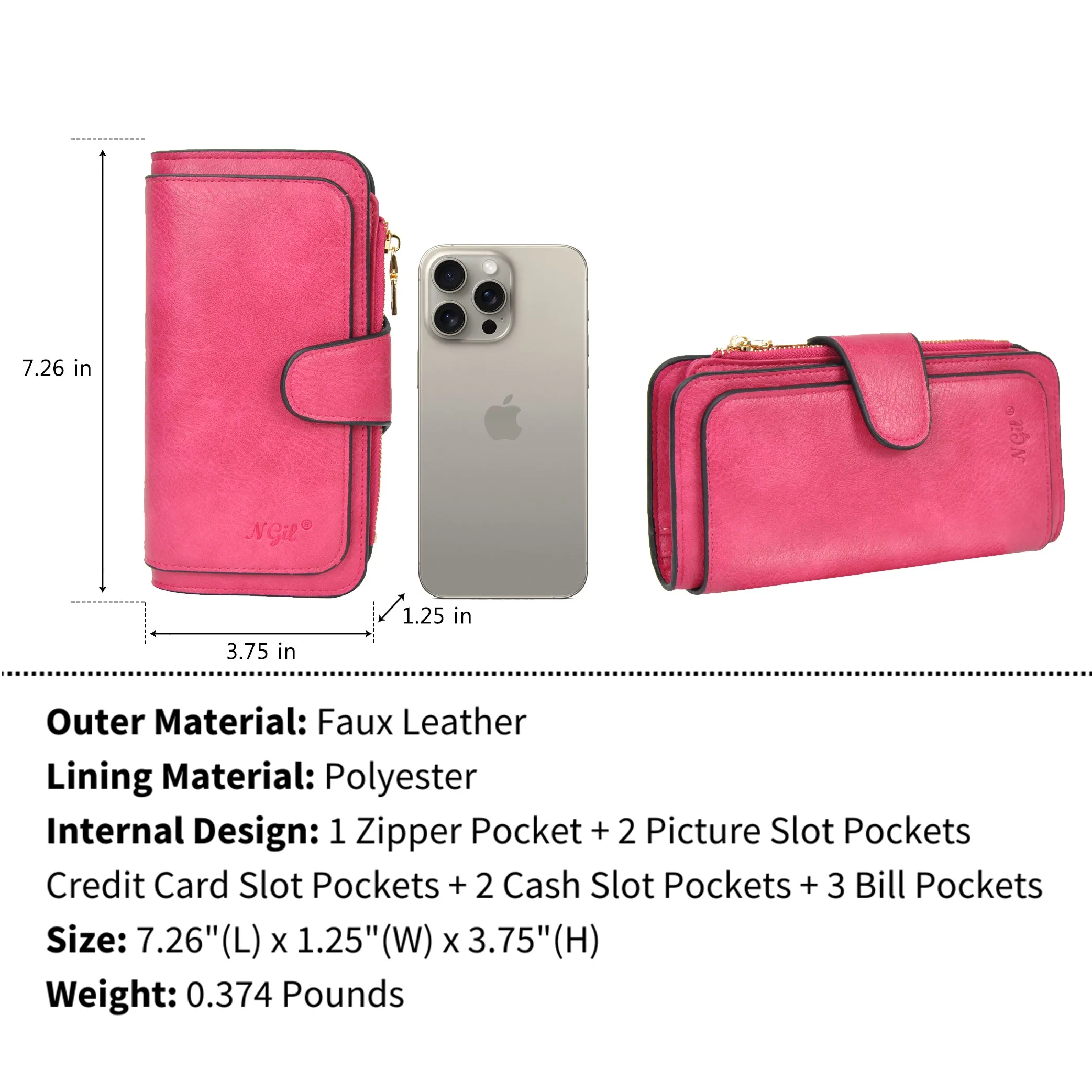 Hot Pink NGIL Trifold Wallet