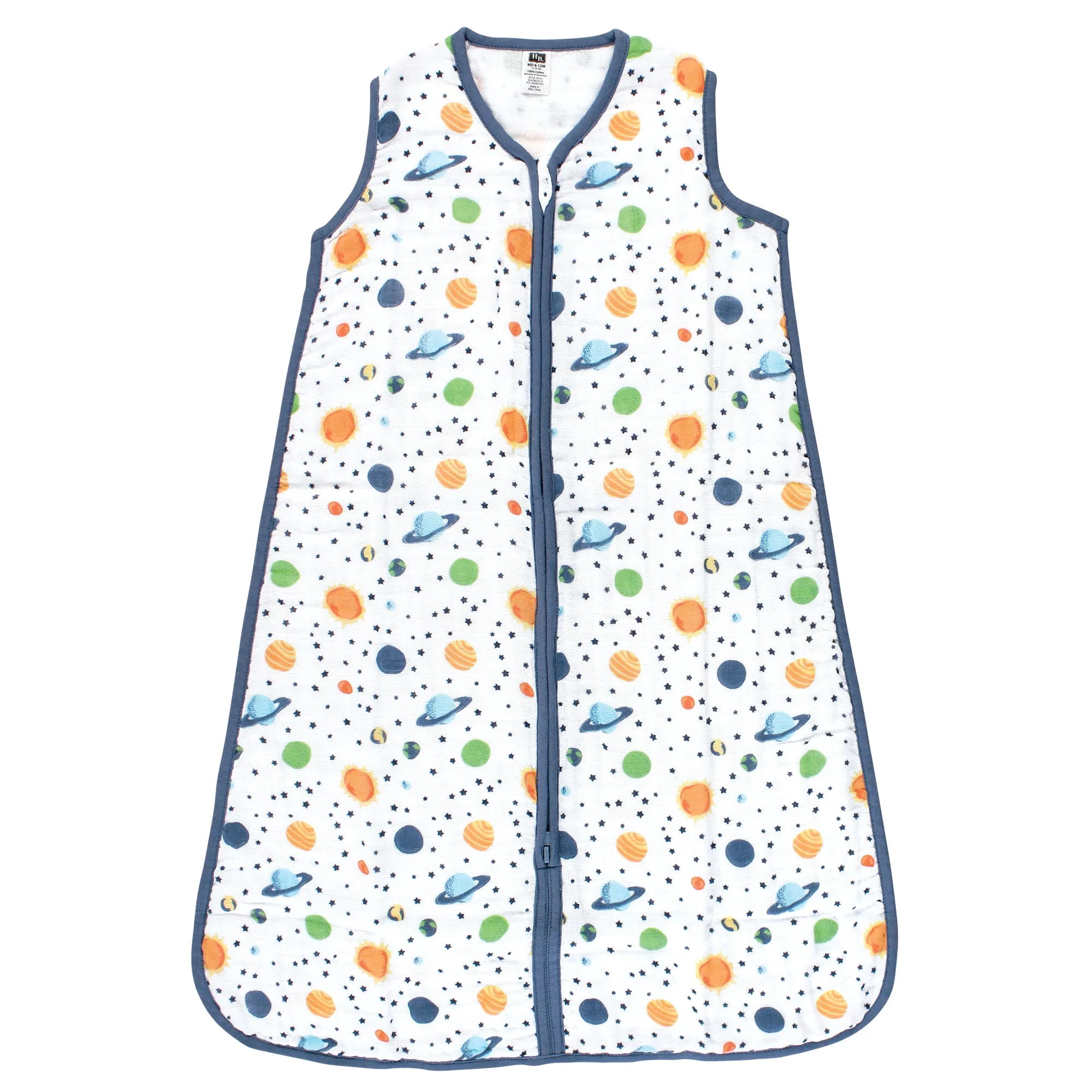 Hudson Baby Muslin Cotton Sleeveless Wearable Sleeping Bag, Sack, Blanket, Space