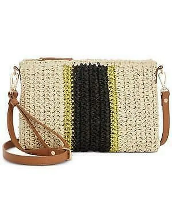 I.N.C. International Concepts Women's Tropical Straw Crossbody Bag