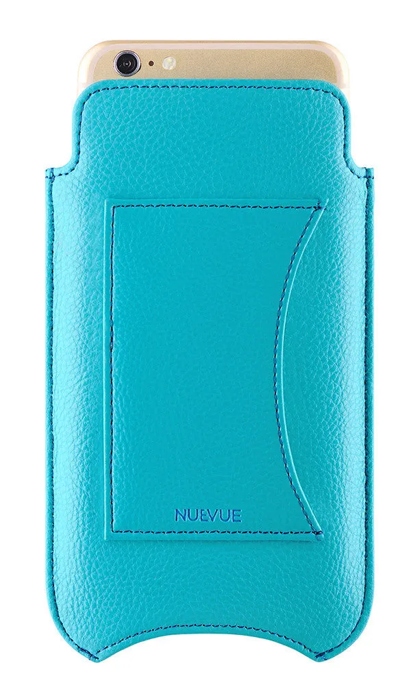 iPhone 6/6s Sleeve Window Wallet Case Blue Vegan Leather | Screen Cleaning Sanitizing Cover