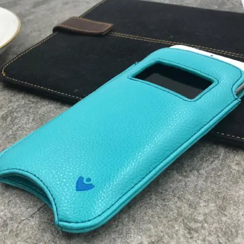 iPhone 6/6s Sleeve Window Wallet Case Blue Vegan Leather | Screen Cleaning Sanitizing Cover