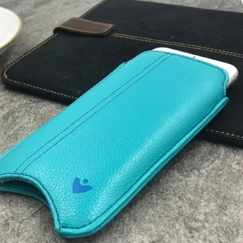 iPhone 8 Plus / 7 Plus Wallet Case in Blue Faux Leather | Screen Cleaning Sanitizing Sleeve Case