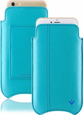 iPhone 8 Plus / 7 Plus Wallet Case in Blue Faux Leather | Screen Cleaning Sanitizing Sleeve Case