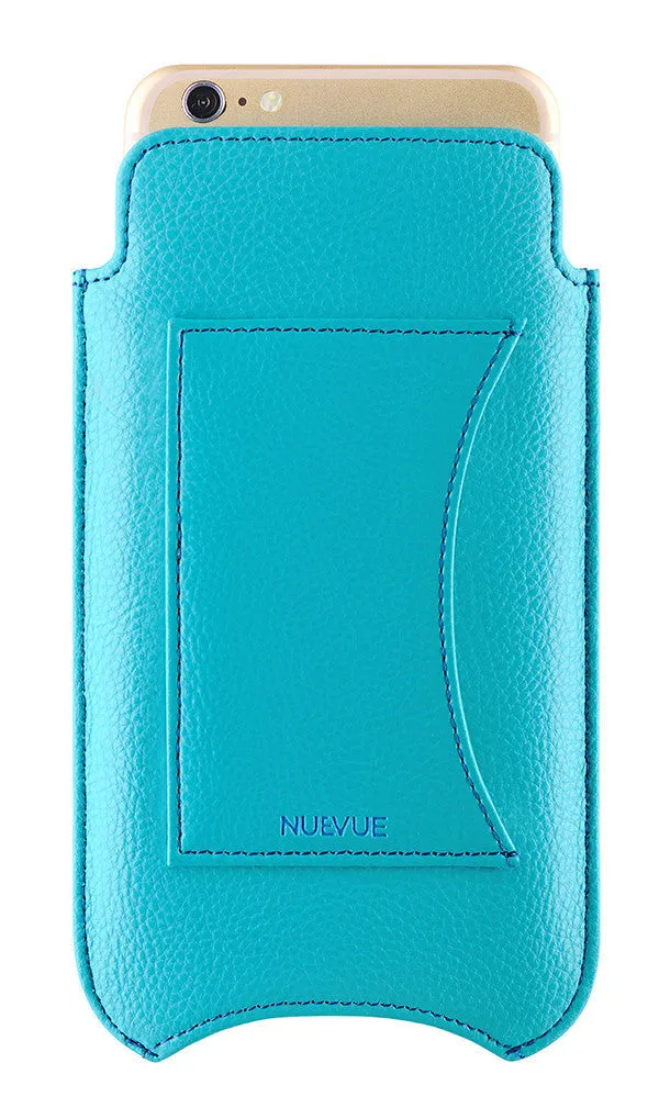 iPhone 8 Plus / 7 Plus Wallet Case in Blue Faux Leather | Screen Cleaning Sanitizing Sleeve Case