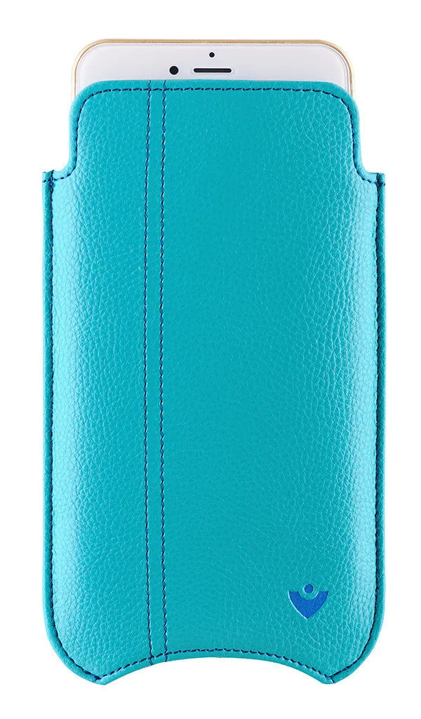 iPhone 8 Plus / 7 Plus Wallet Case in Blue Faux Leather | Screen Cleaning Sanitizing Sleeve Case