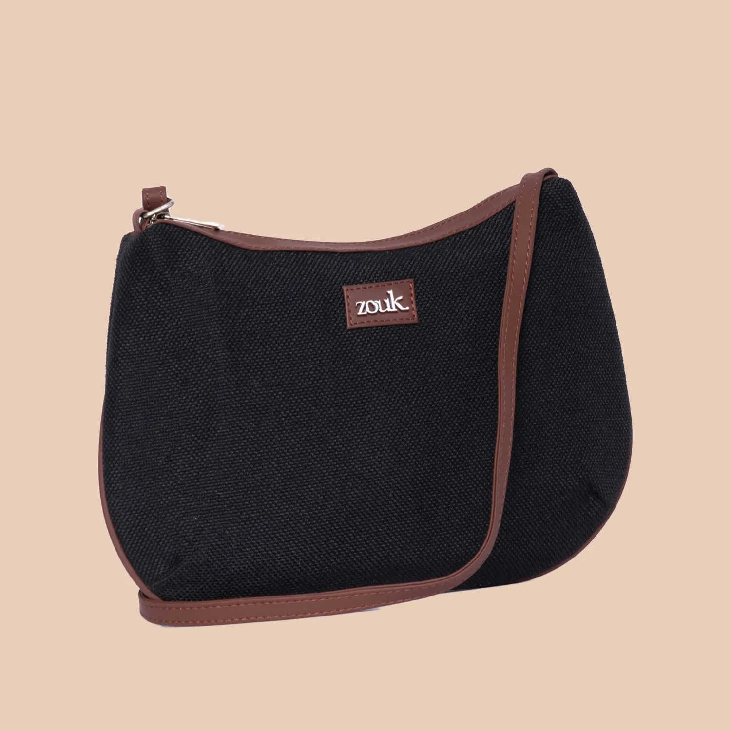 Jet Black Structured Shoulder Bag