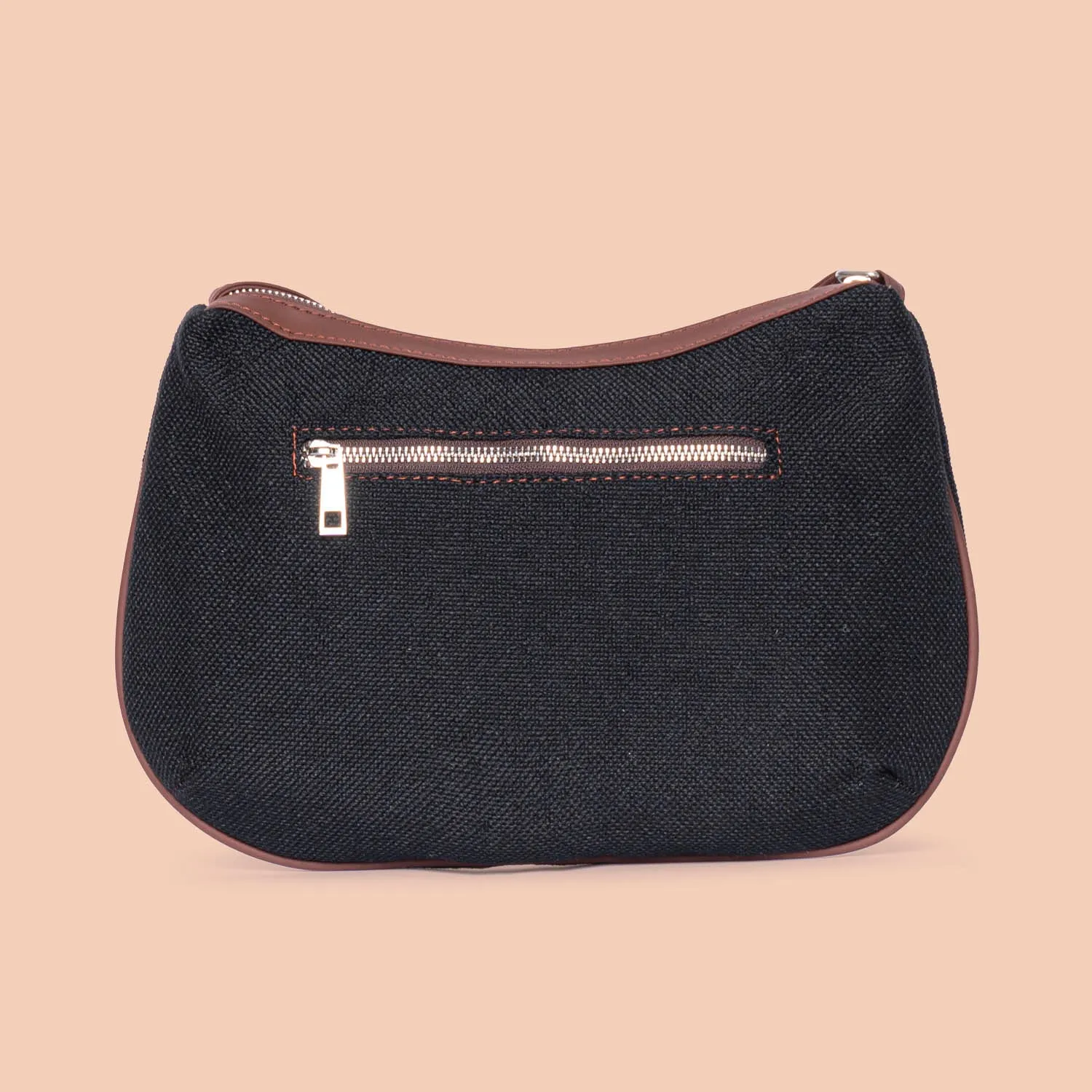 Jet Black Structured Shoulder Bag