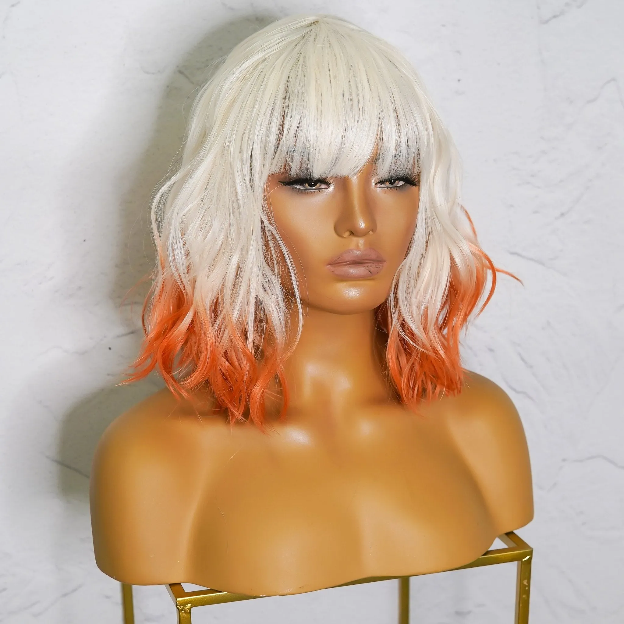 JORDAN Ombre Orange Bob Fringe Wig