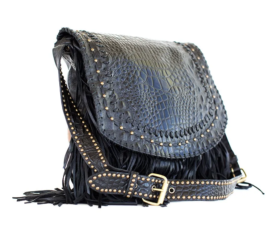 Juan Antonio Large Black Crossbody Bag