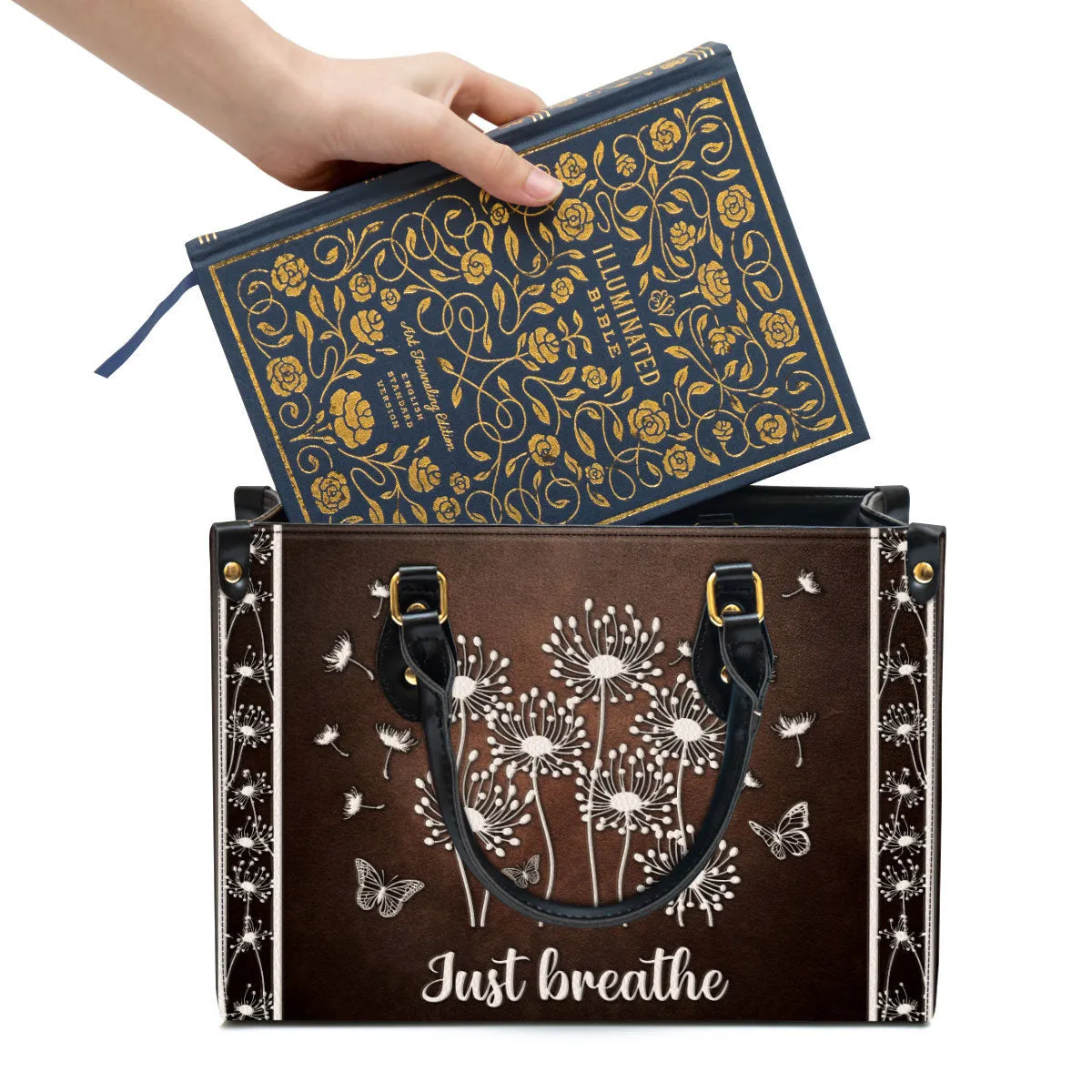 Just breathe Stunning Dandelion Leather Handbag - Religious Gifts For Women - Women Pu Leather Bag