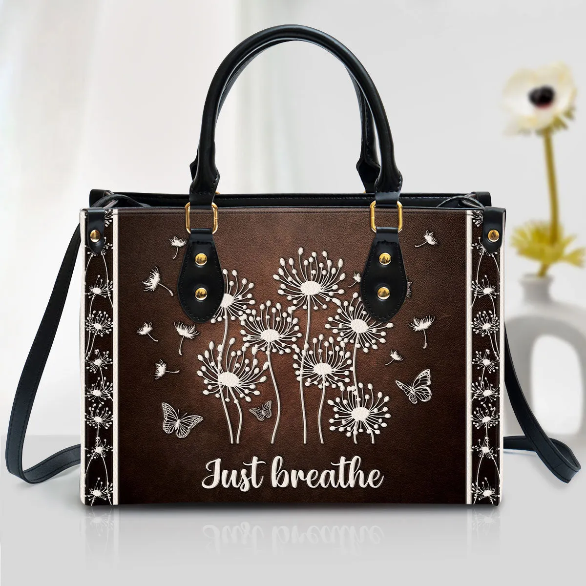 Just breathe Stunning Dandelion Leather Handbag - Religious Gifts For Women - Women Pu Leather Bag