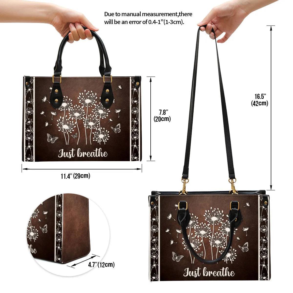 Just breathe Stunning Dandelion Leather Handbag - Religious Gifts For Women - Women Pu Leather Bag