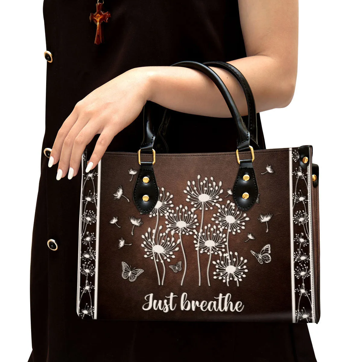 Just breathe Stunning Dandelion Leather Handbag - Religious Gifts For Women - Women Pu Leather Bag