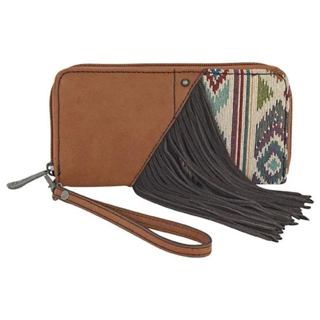 Justin Aztec Jacquard and Fringe Wristlet Wallet 23053215W