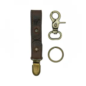 Keyring / Hat-holder Dark Brown Stitched Leather No. A8017