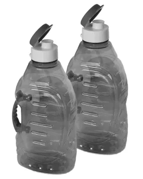 Kuber Industries Tranasparent Platic Water Bottle with Handle, 1500ml- Pack of 2 (Black)-50KM01873