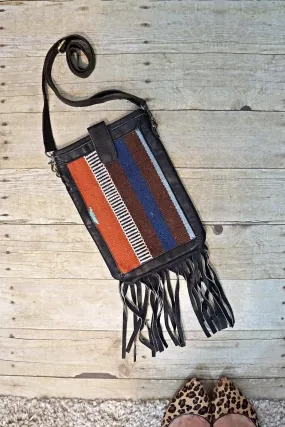 Leather Fringe Turkish Kilim Crossbody Bag