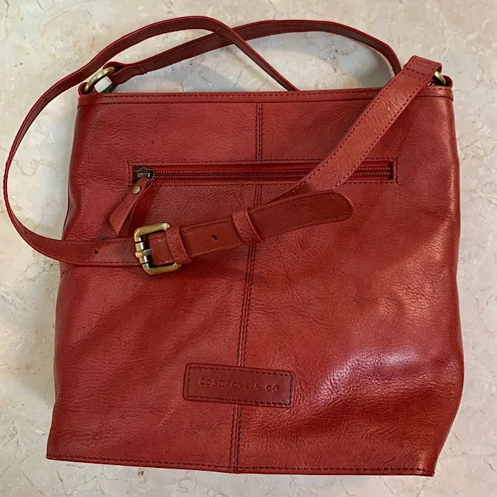 LEATHER HANDBAG RED WOVEN SHOULDER