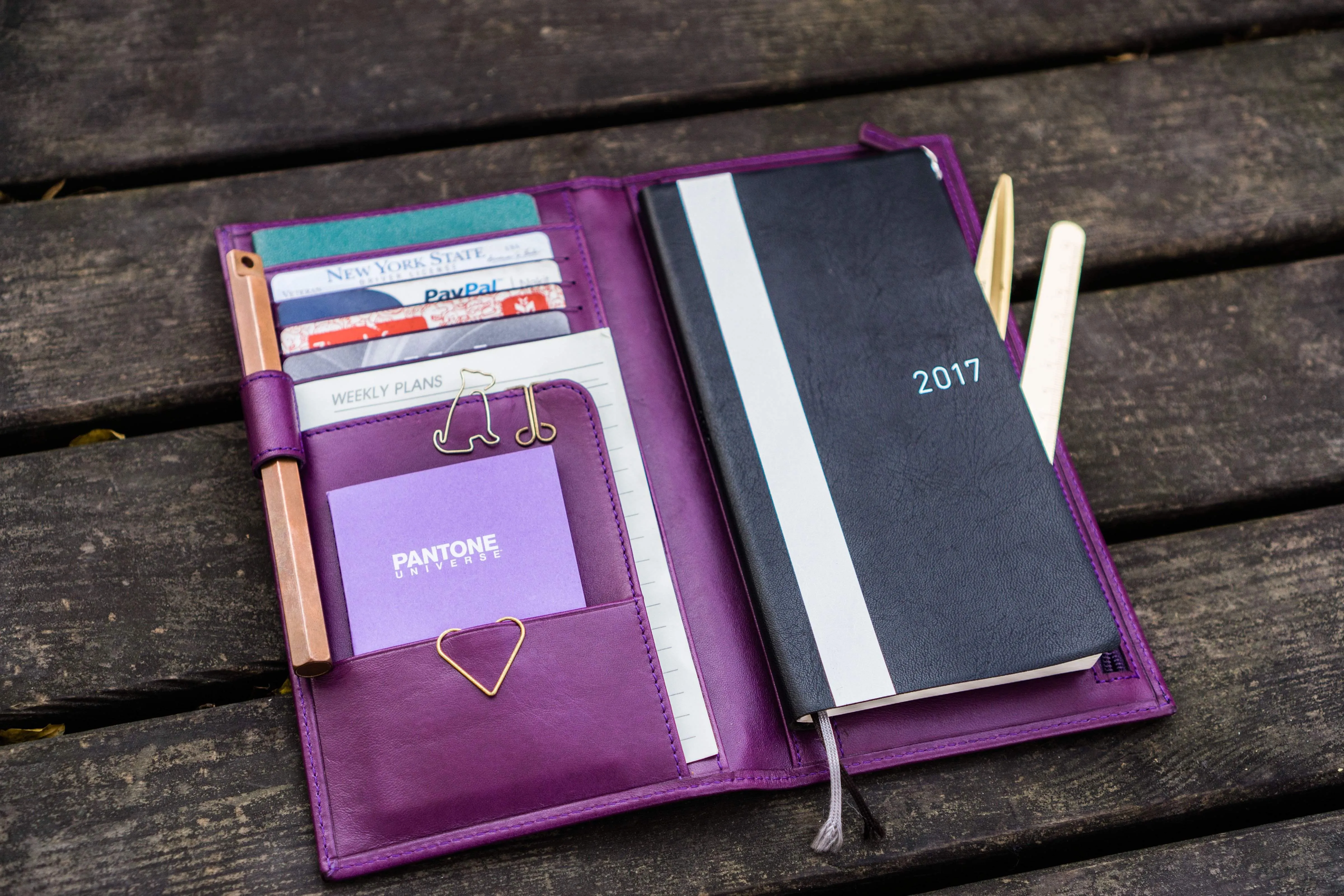 Leather Hobonichi Weeks Mega Cover - Purple