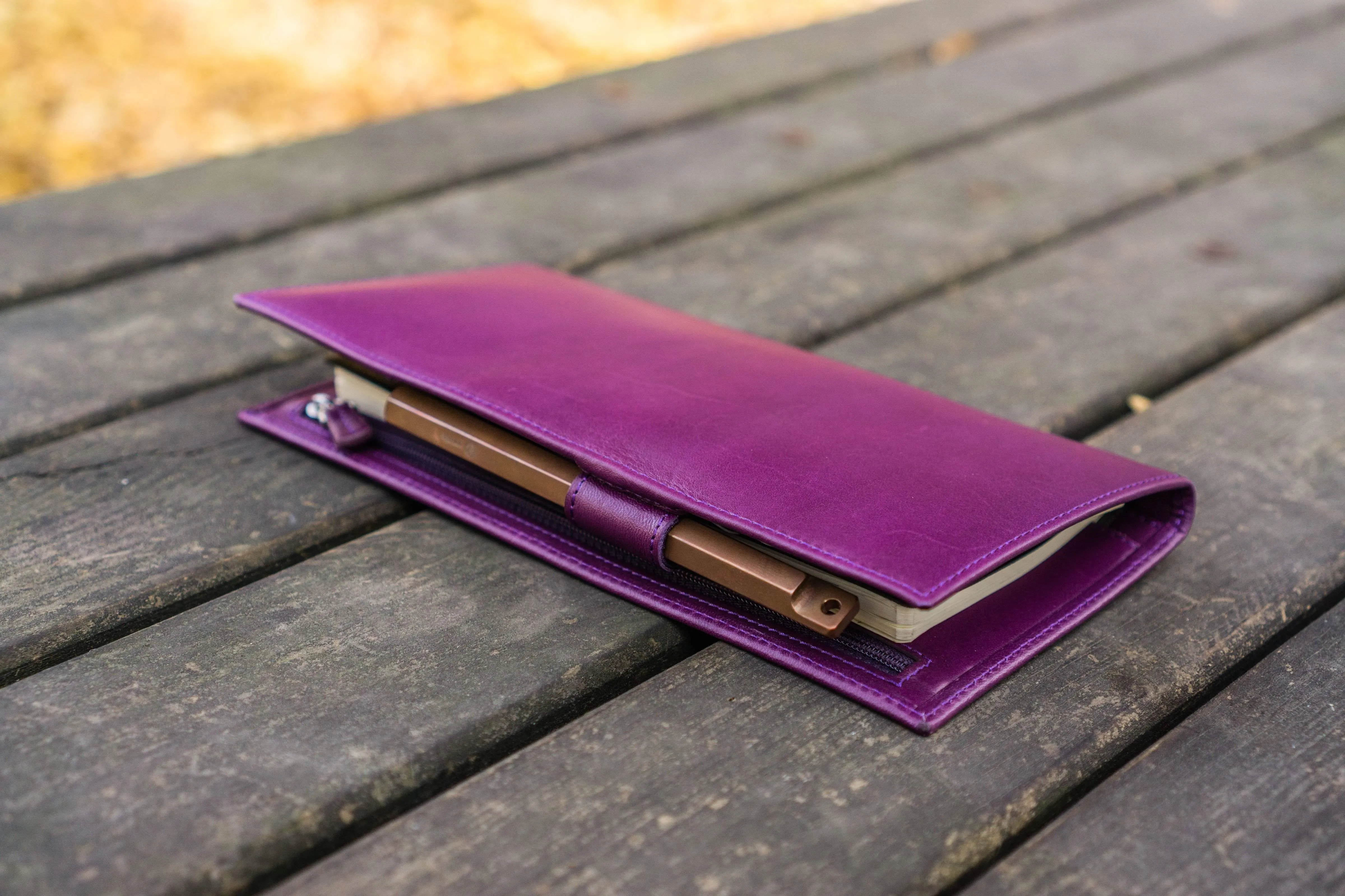 Leather Hobonichi Weeks Mega Cover - Purple