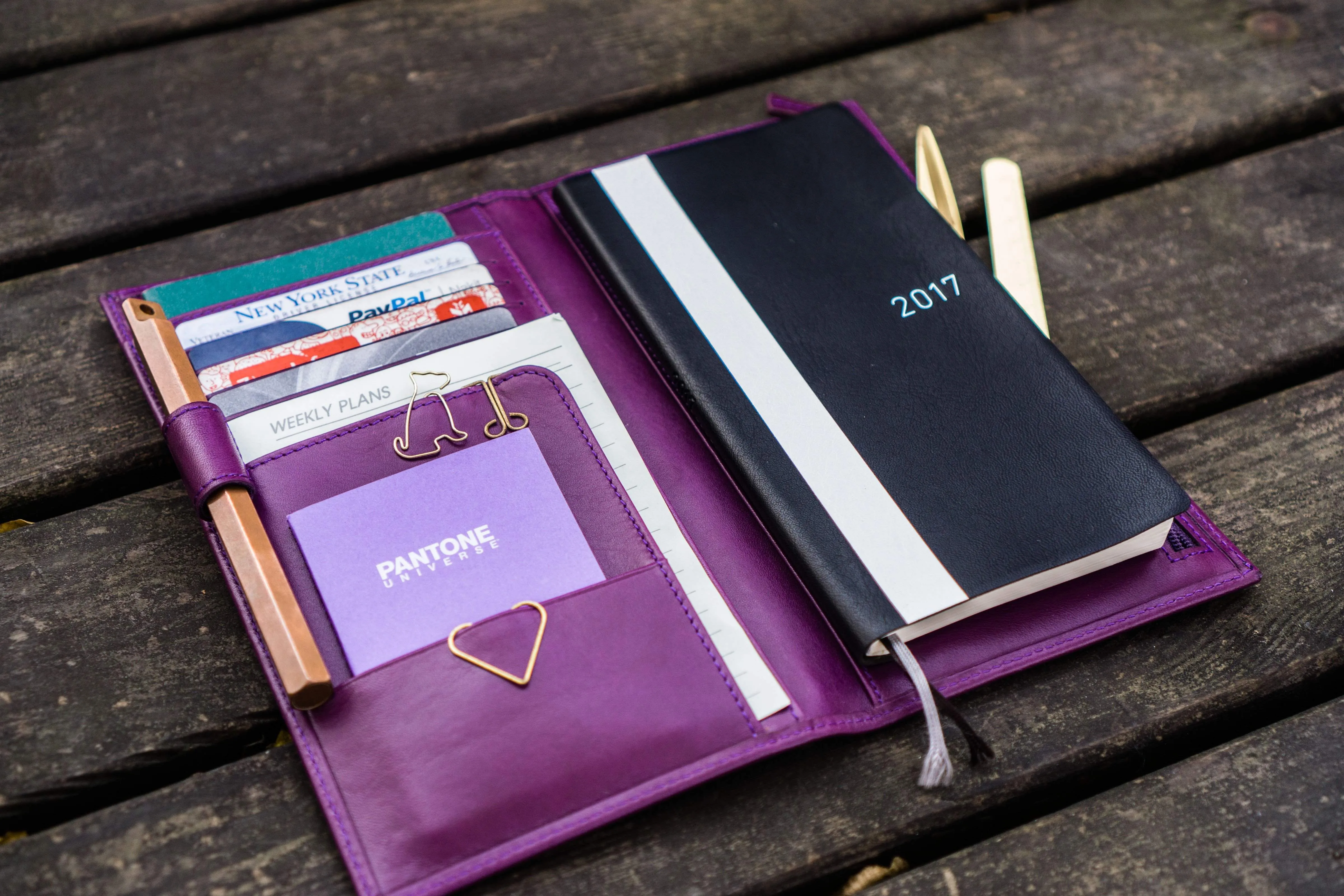 Leather Hobonichi Weeks Mega Cover - Purple