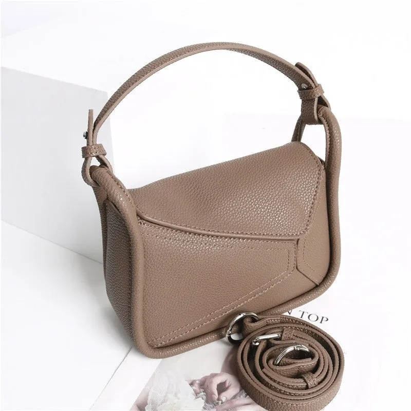 Leather Small Pazzle Top Handle Shoulder Bag