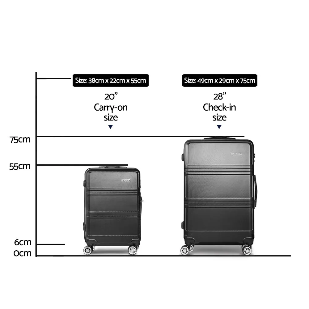 Lightweight 2pc TSA Lock Luggage Set, 360° Spinner - Wanderlite